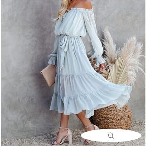 Vici Peacekeeper Off the Shoulder Midi Dress SAGE